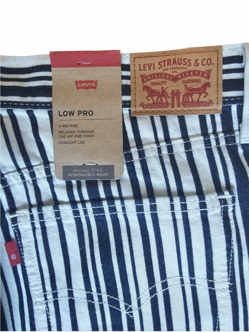 Levi's Women's Low Pro Striped Straight Leg Jeans NWT - Picture 5 of 7